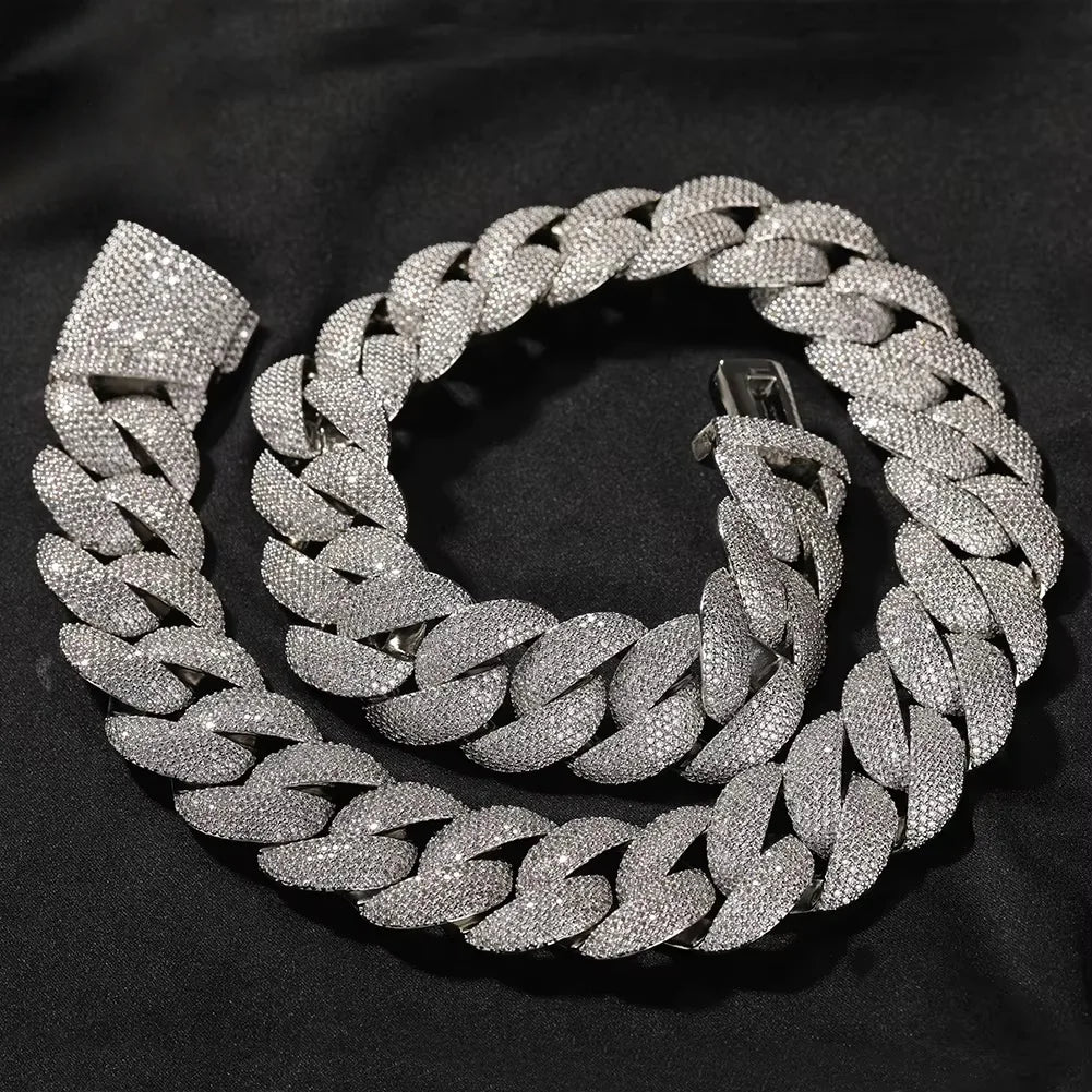 24mm Heavy Bubble Cuban Necklace Micro Paved Out Cubic Zirconia Fashion HipHop Jewelry For Party Gift