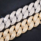 15mm Miami Cuban Chain Silver Color Hip Hop Necklace For Men Iced Out Baguette Zircon Link Fashion Rock Rapper Jewelry