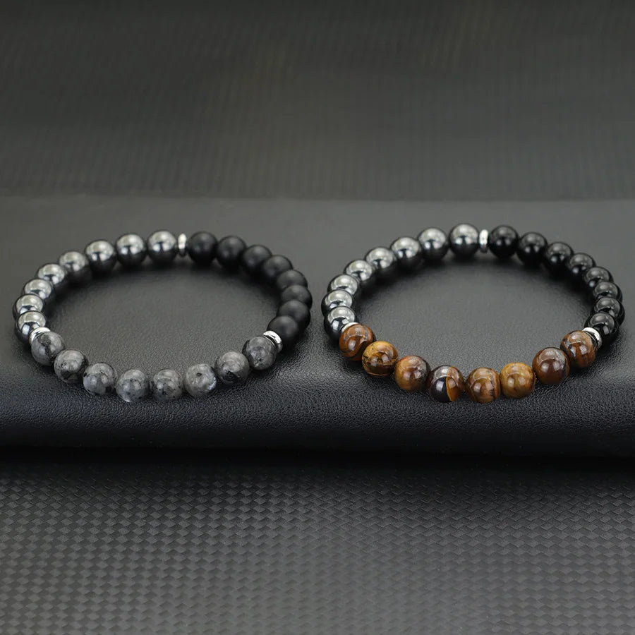 New Fashion Men Tiger Eyes Lava Hematite Stone Spiritual Healing Bracelet Yoga Meditation 8mm Strand Braclet Pulseras