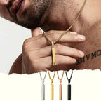 Rectangle Bar Pendant Necklace — Stainless
