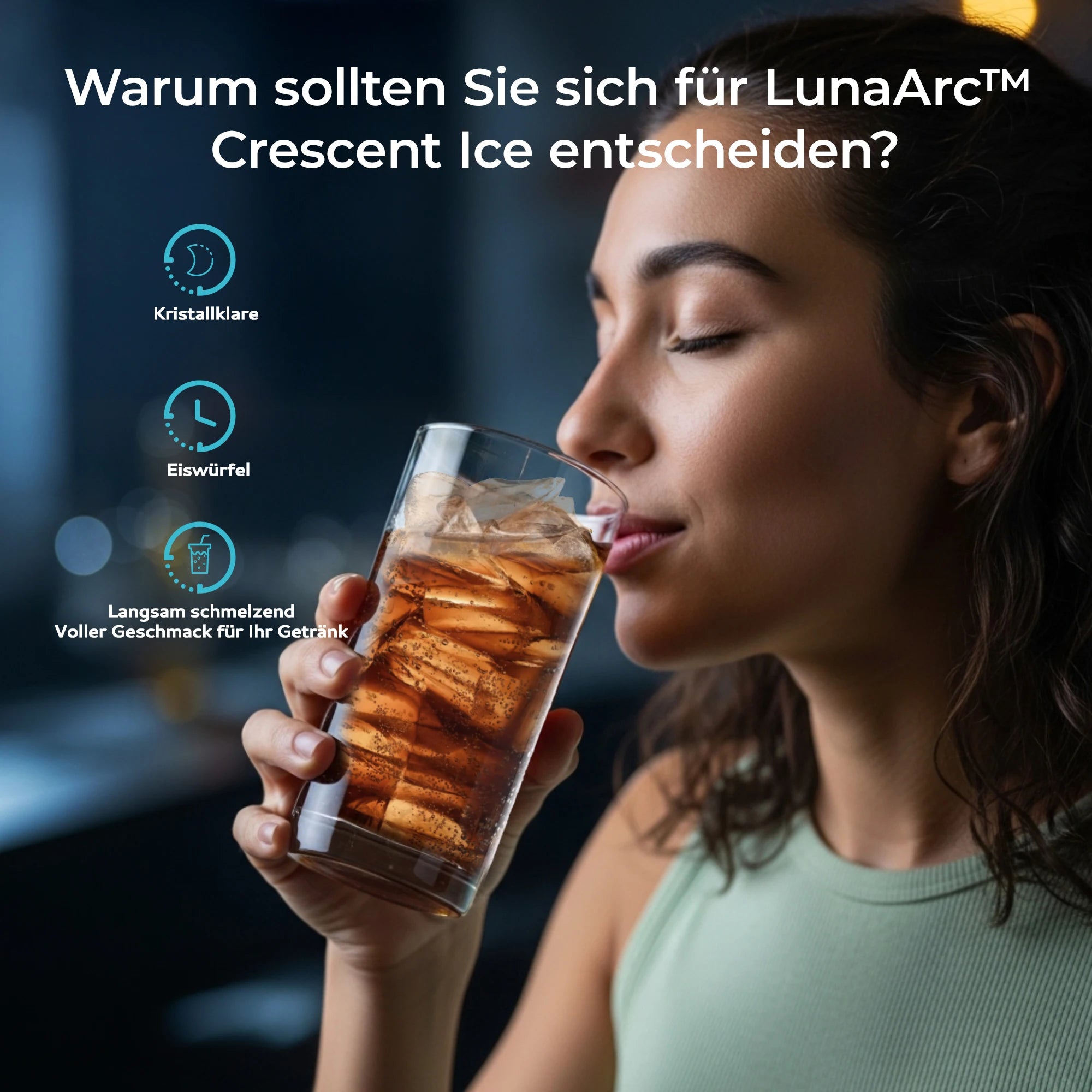Automatic Countertop Ice Maker – Portable Crescent-Shaped Ice Machine for Home Bars & Beverages | 16 Cubes Every 12