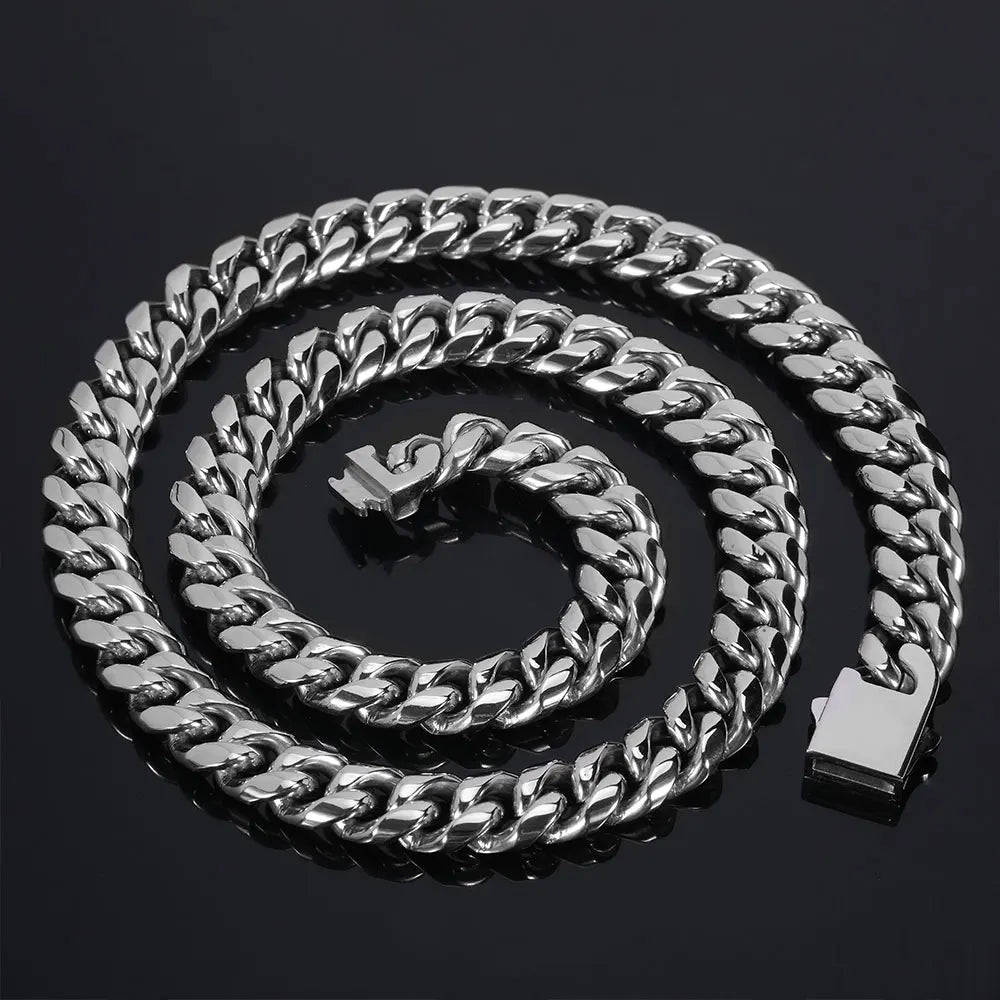 Stainless Steel Cuban Chain Necklace Miami 8/10/12MM