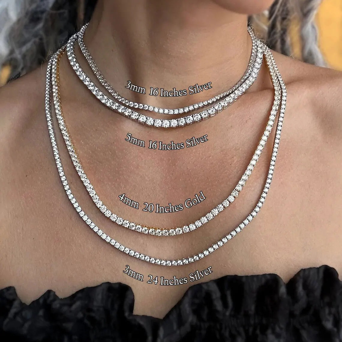 Fashion Jewelry 3mm 4mm 5mm Hip Hop Iced Out Tennis Chain Copper Material Men Rock Necklace Women Bling Zircon Jewelry