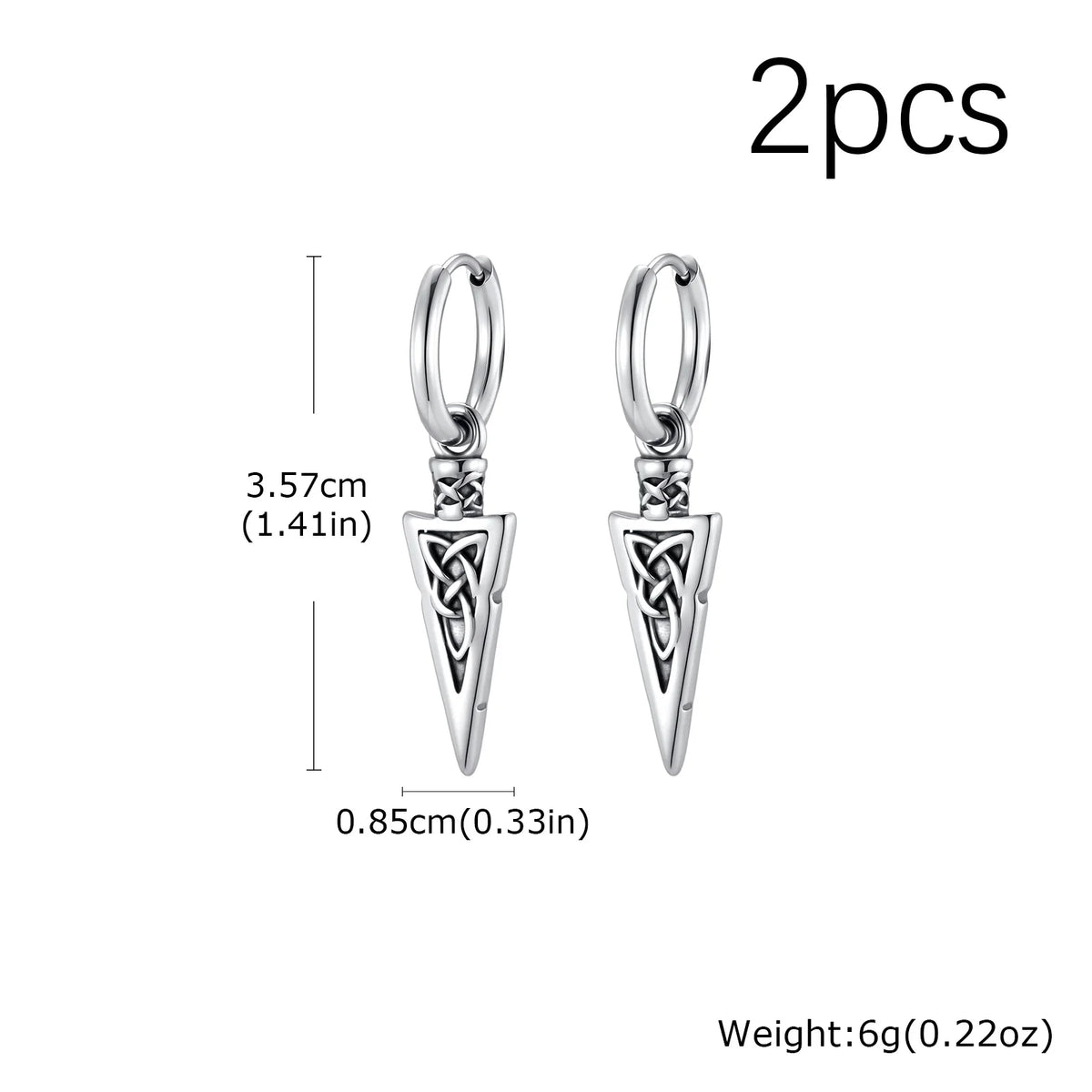 Hip Hop Punk Viking Axe Dangle Earrings for Men, Fashion Celtic Knot Rune Amulet Earrings, Stainless Steel Punk Jewelry