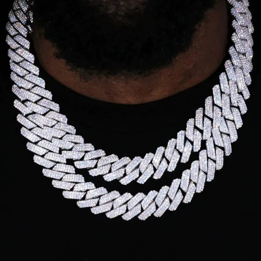 20mm Cuban Link Chain for Men Iced Out Choker Necklace Prong Setting Cubic Zirconia Big Heavy Chunky Hip Hop Jewelry