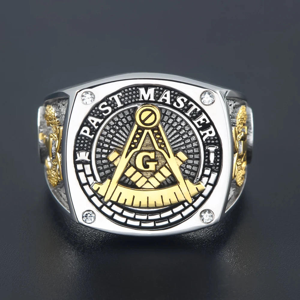 Past Master Masonic Signet Ring — Silver-Tone