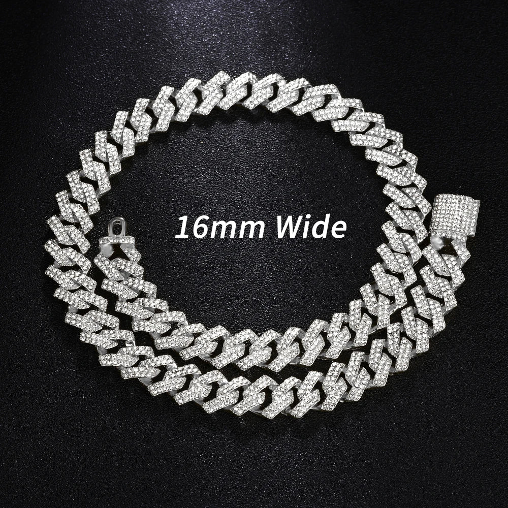 Gold Color Cuban Chain Watch for Men,Hip Hop Miami Curb,Iced Out Paved Rhinestones,Bling Rapper Necklace