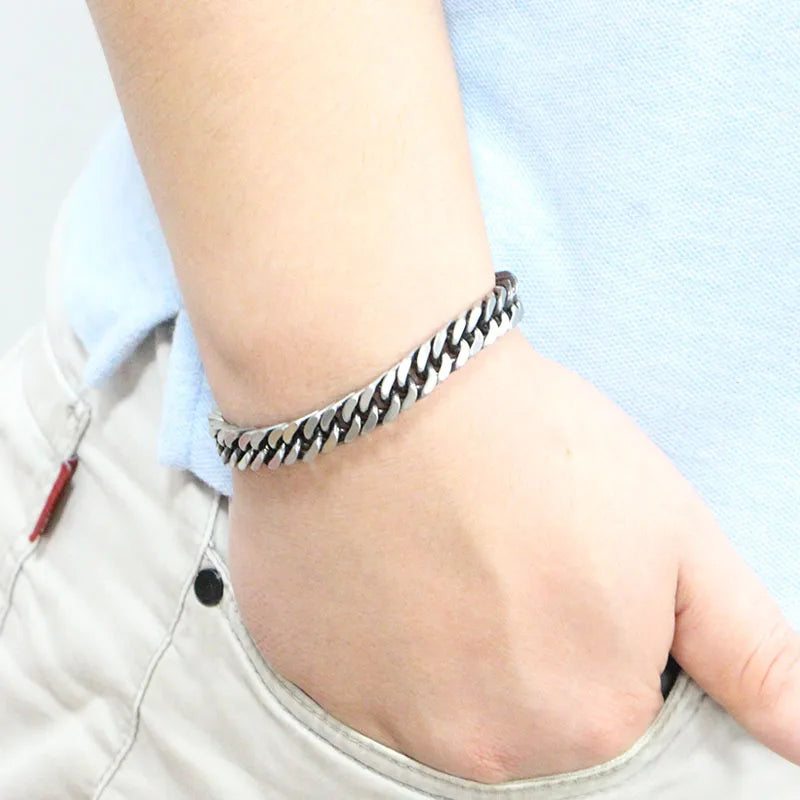 Cuban Link Bracelet Men’s Stainless Steel Chain Bracelet, Cuban Men Jewelry, Gift for Him