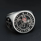 Knights Templar Crusader Shield Grand Master Sigillvm Militvm Xpisti Temple of Solomon Masonic Silver Ring