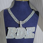Custom Baguette Letter Pendant — Cuban Chain