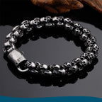 Gothic Skull Bracelet for Men — Stainless Steel, 7.3-9.6 in