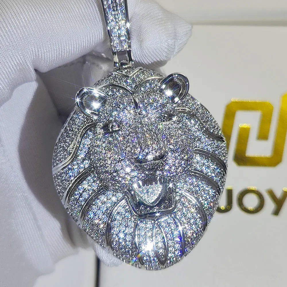 Iced Out Roaring Lion Head Pendant
