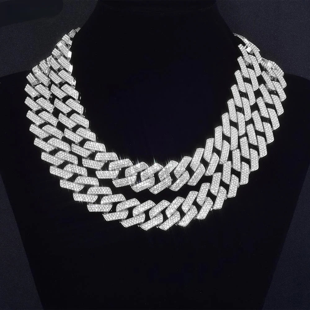 Iced Out 3-Row Cuban Link Necklace