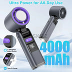 Portable Handheld Turbo Fan - 5 Gear High Speed 4000mAh Rechargeable Mini Personal Hand Fan with Flashlight and