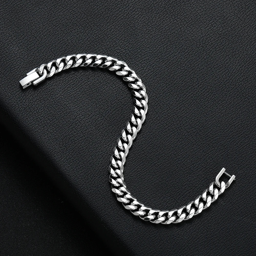 8mm Cuban Chain Bracelet — Black Gold