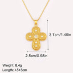 Nidin New Popular Irregular Geometric Cross Shape Inlaid Zircon Charm Pendant Necklace 2 Styles For Women Girl Jewelry Fine Gift