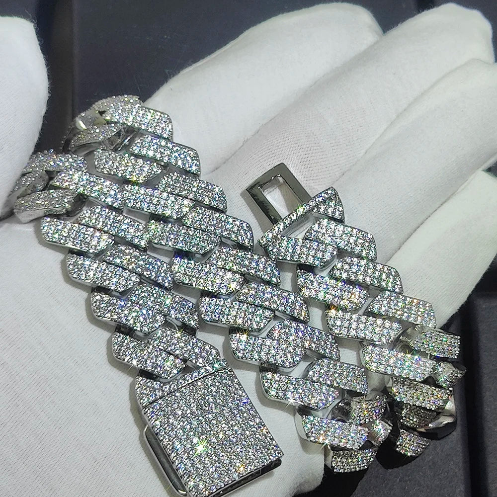 20mm Cuban Link Chain for Men Iced Out Choker Necklace Prong Setting Cubic Zirconia Big Heavy Chunky Hip Hop Jewelry