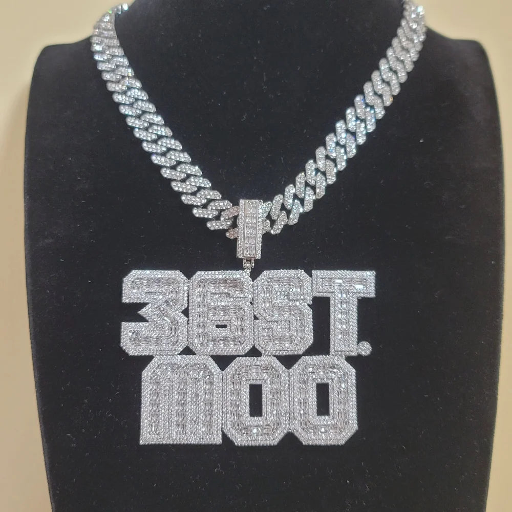 Custom Square Baguettecz Name Pendant Personalized Number Or Letter Necklace Chain For Him Her Birthday Gifts Hip Hop