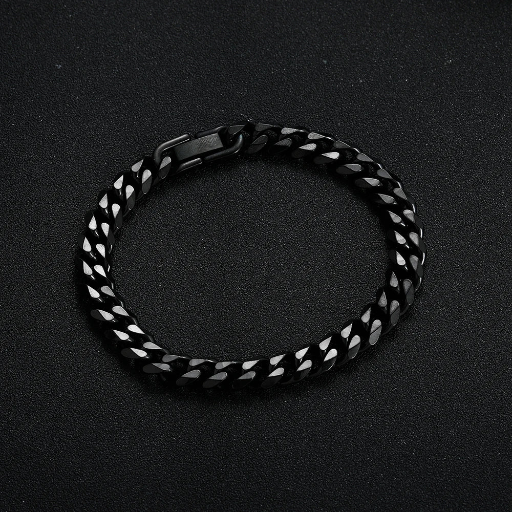 8mm Cuban Chain Bracelet — Black Gold