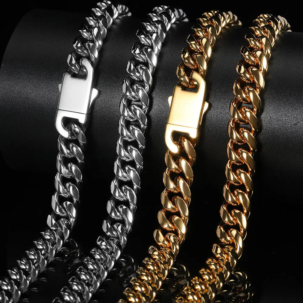 Stainless Steel Cuban Chain Necklace Miami 8/10/12MM