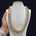 Iced Out 15mm Men's Miami Cuban Link Necklace Hip Hop Cubic Zirconia Bling Prong Cuban Chain