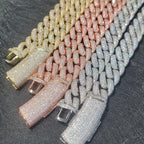 Fashion Miami Cuban Chain Iced Out 15MM Moon Necklace Full Pave Diamonds Long Buckle Necklace Hip Hop Jewelry Necklaces For Men