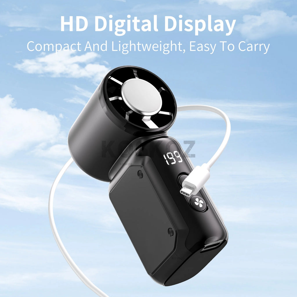 Portable Mini Fan, 199 Speed USB Rechargeable Handheld Ice Cooling Fan with LED Display for Makeup, Travel Summer Gift