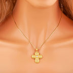 Nidin New Popular Irregular Geometric Cross Shape Inlaid Zircon Charm Pendant Necklace 2 Styles For Women Girl Jewelry Fine Gift