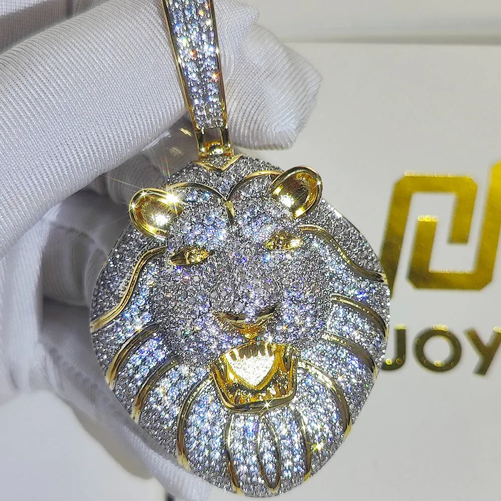 Iced Out Roaring Lion Head Pendant