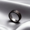 Black Tungsten Ring 8mm Men’s Wedding Band, Custom Free Engraving, Comfort Fit Gift, Beveled Edge Band for Wedding