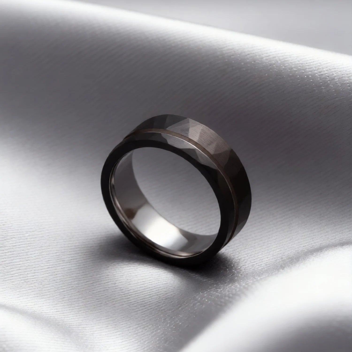 Black Tungsten Ring 8mm Men’s Wedding Band, Custom Free Engraving, Comfort Fit Gift, Beveled Edge Band for Wedding