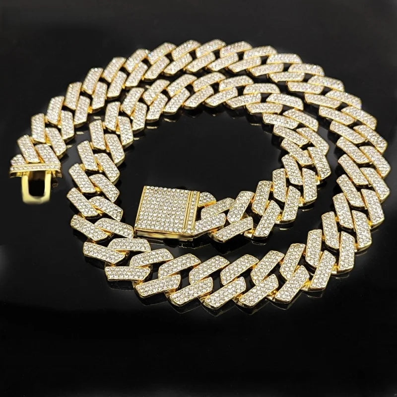 Iced Out 3-Row Cuban Link Necklace