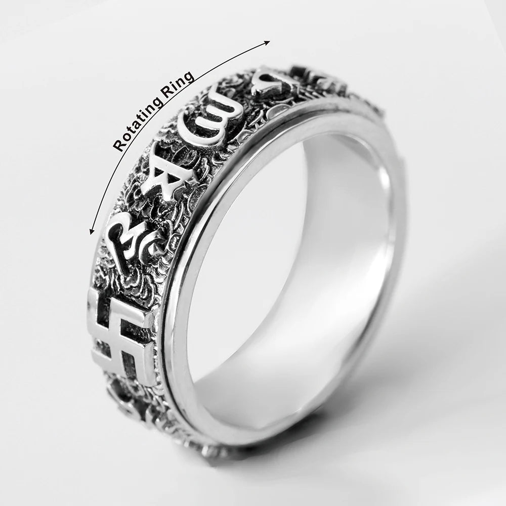 Buddhist Spinner Ring — 925 Silver