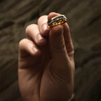 Fashion 8mm Men Stainless Steel Rings Inlay Meteorite Abalone Shell Rings For Men Women Wedding Engagement Band Jewelry