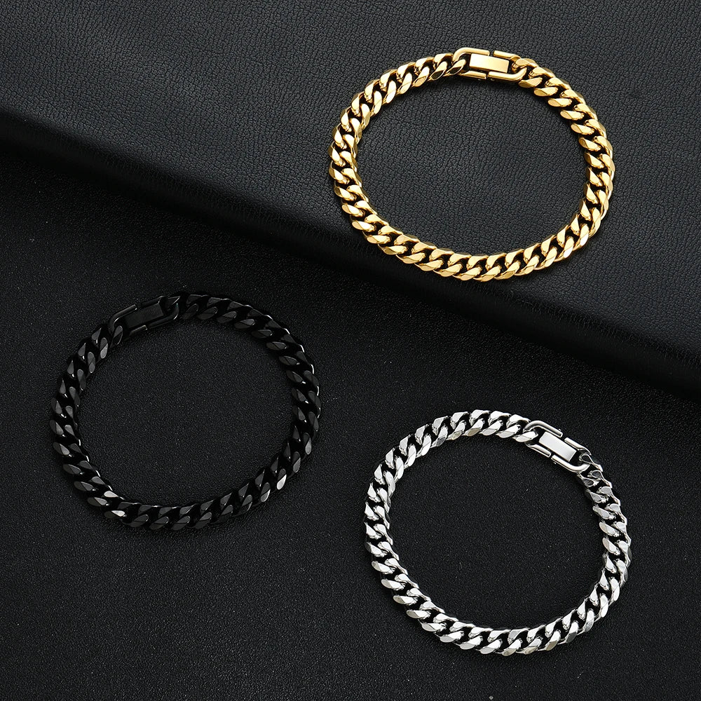 8mm Cuban Chain Bracelet — Black Gold