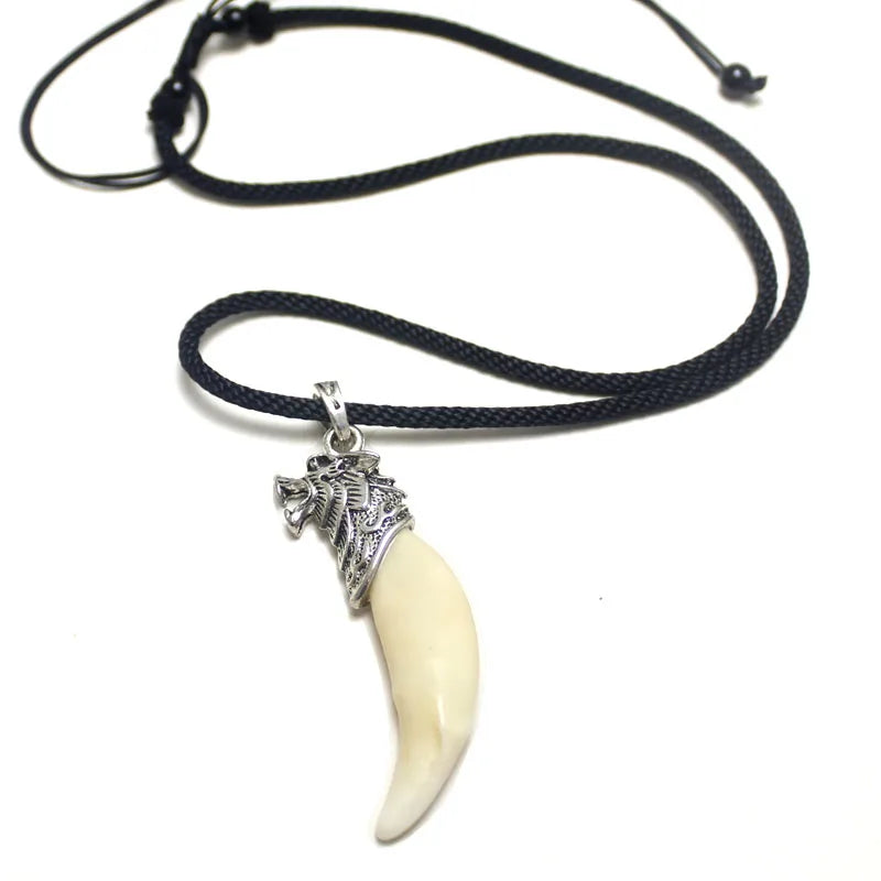 Wolf Tooth Necklace Man Brave Real Tooth Pendant Punk Rock Wild Accessories Classic Jewelry