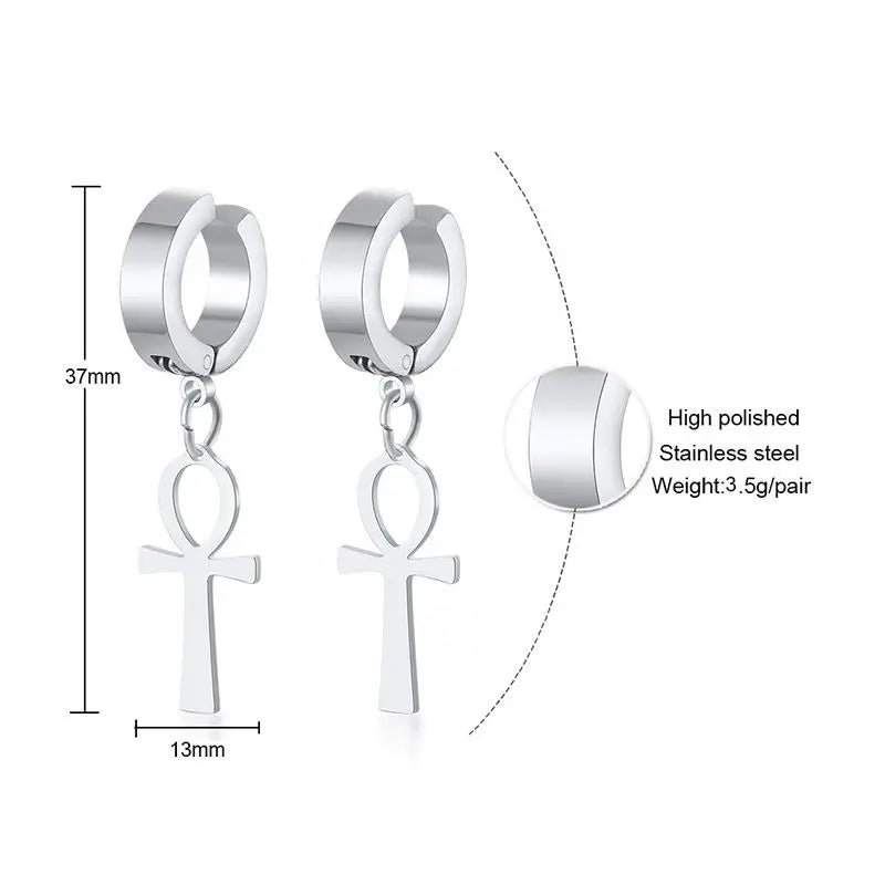 Cross Mini Huggie Hoop Earring — Stainless Steel