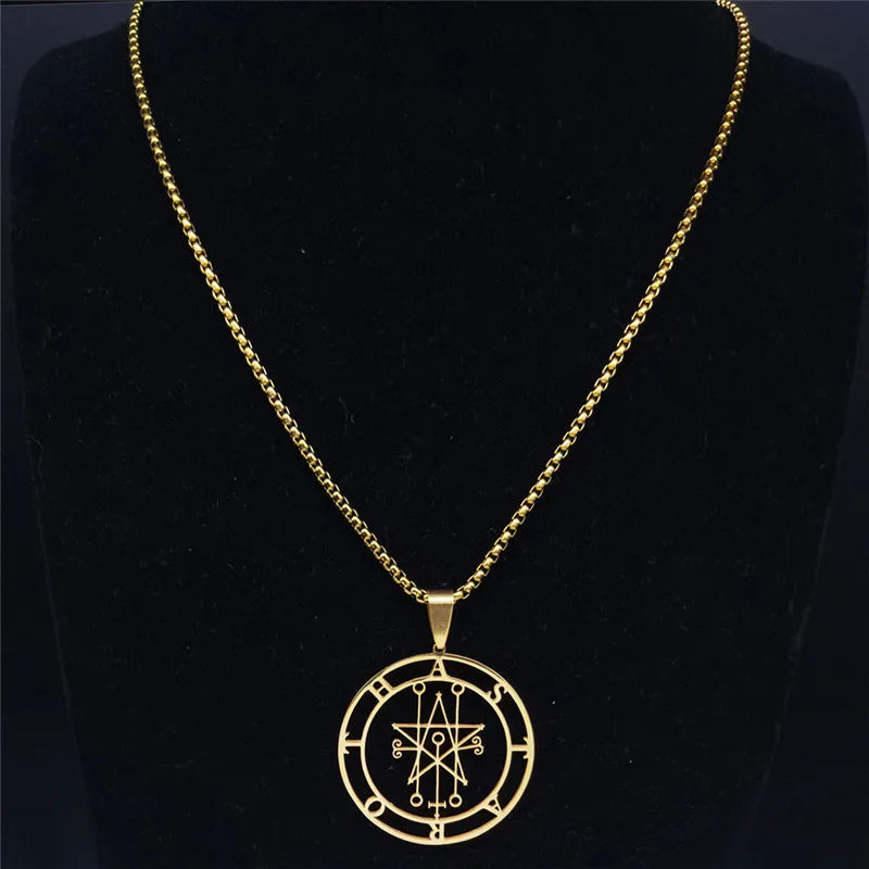 Astaroth Sigil Gold Pendant Necklace — Stainless Steel