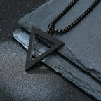Black Triangle Pendant Necklace — Stainless