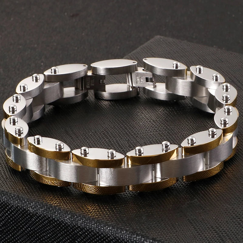 Gold Color Stainless Steel Men's Bracelets 11MM Chain Bracelet for Man Homme Men's Jewelry Best Friends Birthday Gifts