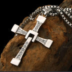 Fast and Furious Cross Necklace Dominic Toretto Cross Rhinestone Pendant Necklace Titanium Stainless Steel Necklace for Men