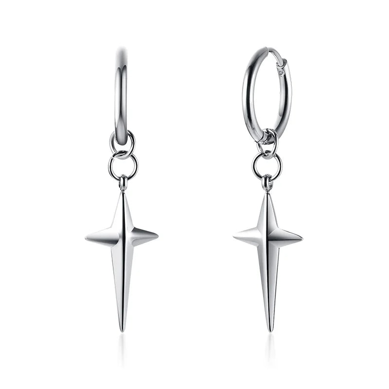 Silver Paperclip Hoop Earrings — Stainless Steel