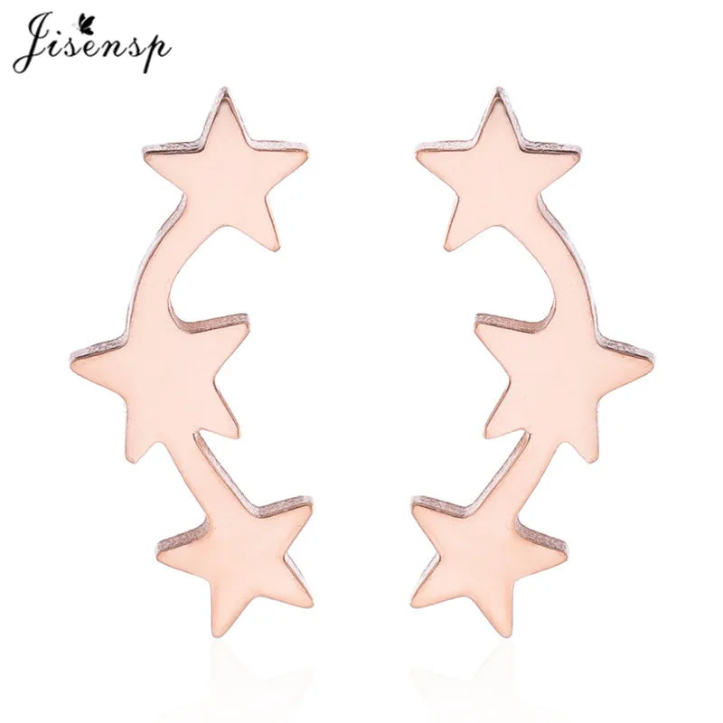 Punk Open Star Stud Earrings Everyday Wear — Stainless Steel