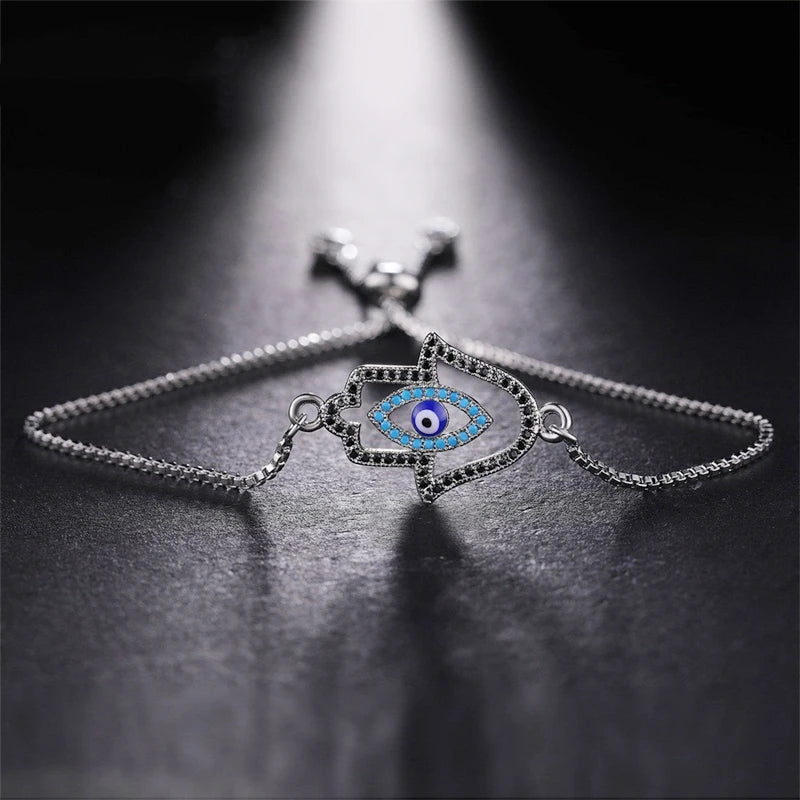 Iced Out Hamsa Copper Bracelet — Adjustable