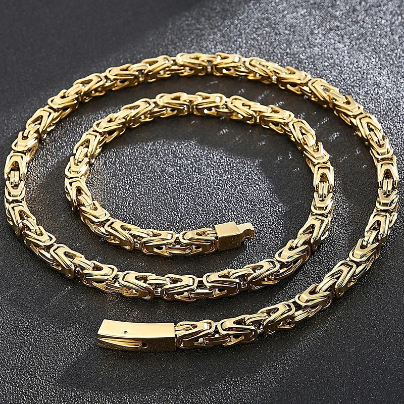 50-65CM 25.5" 6MM Chain Necklace Choker for Men Luxury Gold Color Stainless Steel Men's Necklaces Best Friends Birthday