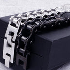 Rock And Roll CZ & 316L Stainless Steel Cast Metal Bicycle Chain Men's Bracelets For Man Boys Biker Jewellery