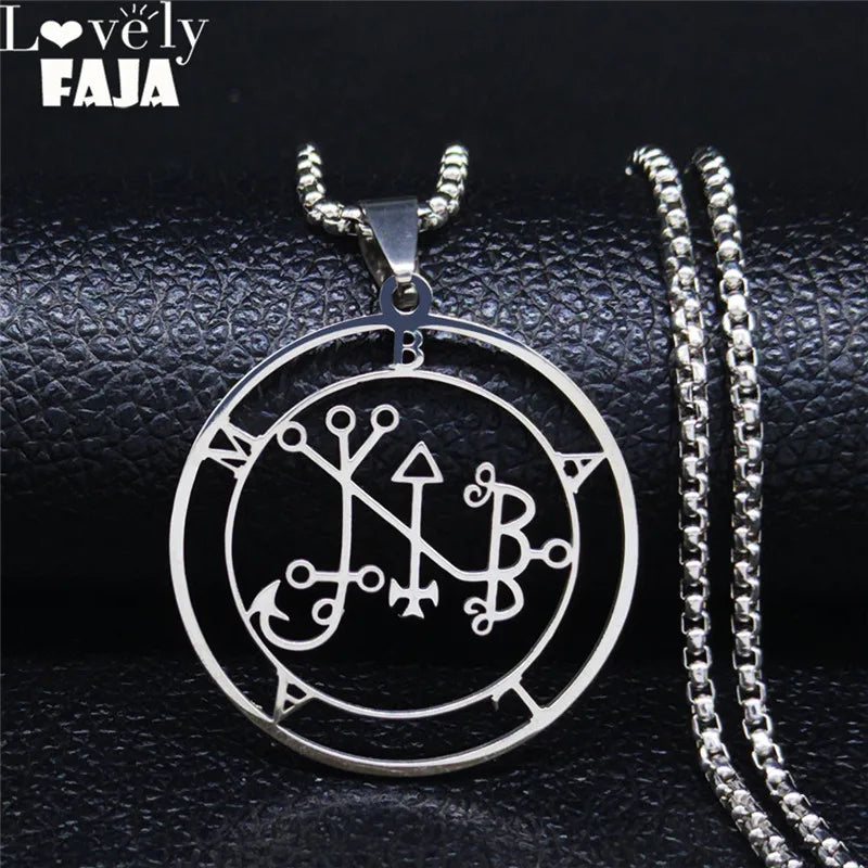 Demon Silver Pendant Seal Satan Balam Colar N7012s03