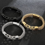 Gold Color Stainless Steel Bracelet for Men 11MM Link Chain Men's On Hand Bands Bracelets Male Jewellery Iron Mannen