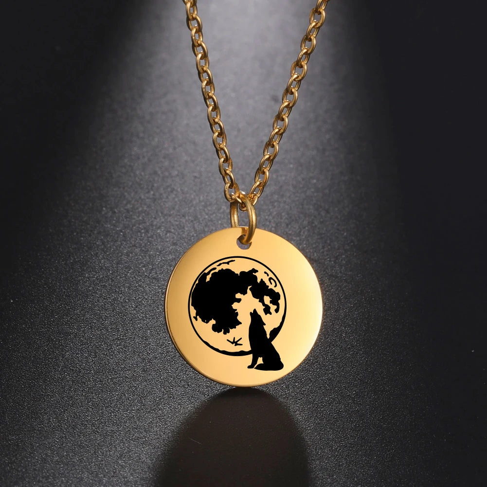 Wolf Moon Pendant Necklace — Silver