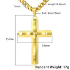 Dropshipping Cross Pendant Necklaces For Men Black Gold Color Silver Color Stainless Steel Charm Chain Male Hip Hop Jewelry KP52